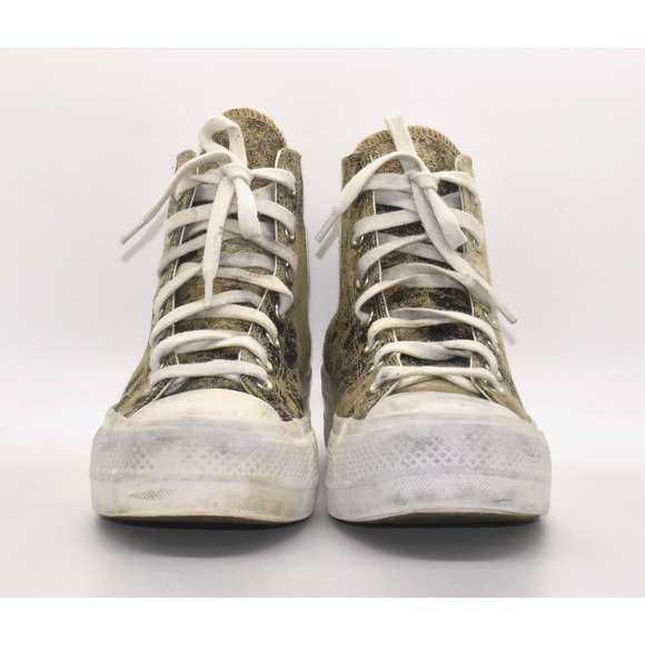 A8 Auth CONVERSE CHUCK TAYLOR Bronze Stas Lift Hi Top Platform Sneakers Size 8.5 - Picture 4 of 7